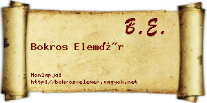 Bokros Elemér névjegykártya